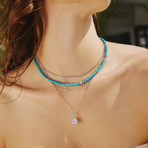 Silver Lab Created Turquoise Necklace