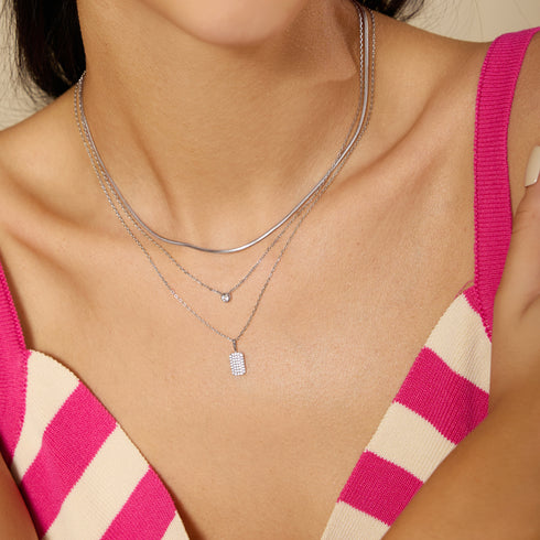 Silver Pavé Pendant Necklace