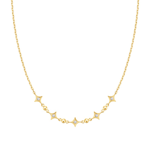 Gold Sparkling Star Station Necklace
