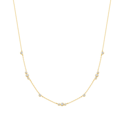 Gold Sparkling Bezel Cubic Zirconia Station Necklace
