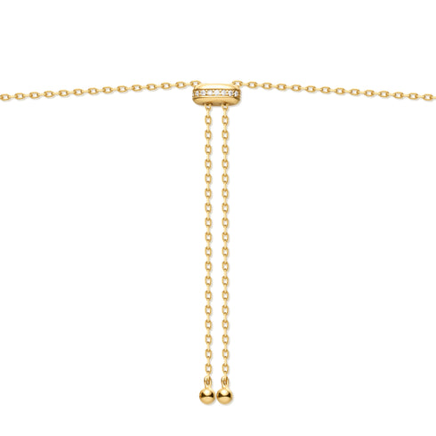 Gold Bezel Cubic Zirconia Station Necklace