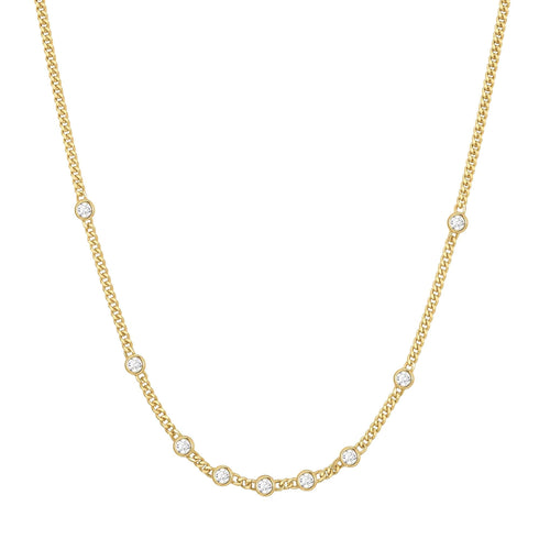 Gold Multi Station Round Stone Chain Necklace