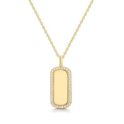 Gold Sparkling Tag Necklace