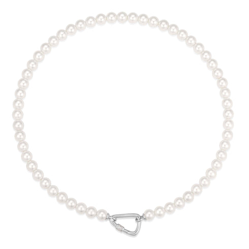 Silver Lobster Clasp Shell Pearl Necklace