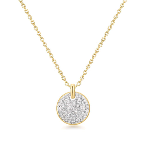 Two-Tone Large Pavé Disc Necklace