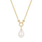 Gold Linked Shell Pearl Drop Pendant Necklace