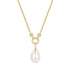 Gold Linked Shell Pearl Drop Pendant Necklace