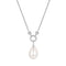 Silver Linked Shell Pearl Drop Pendant Necklace