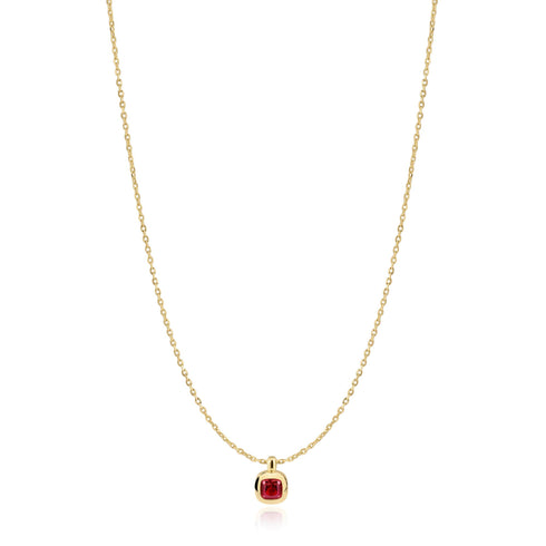 Gold Crimson Solitaire Necklace