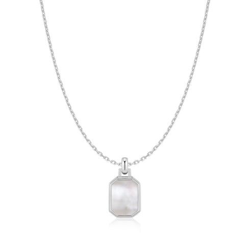 Silver Square Mother-of-Pearl Necklace