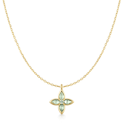 Gold Mint Green Lucky Clover Necklace