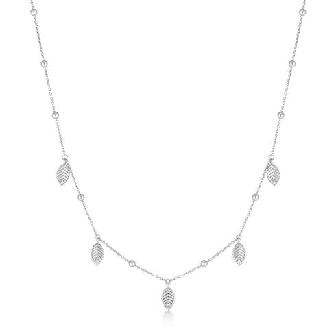 Silver Leaf Station Necklace