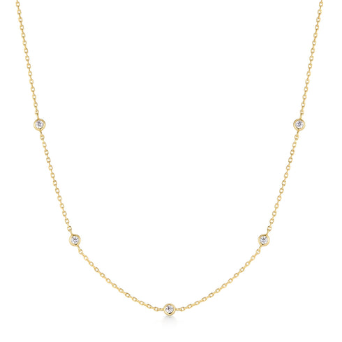 Gold Classic Bezel-Set Station Necklace