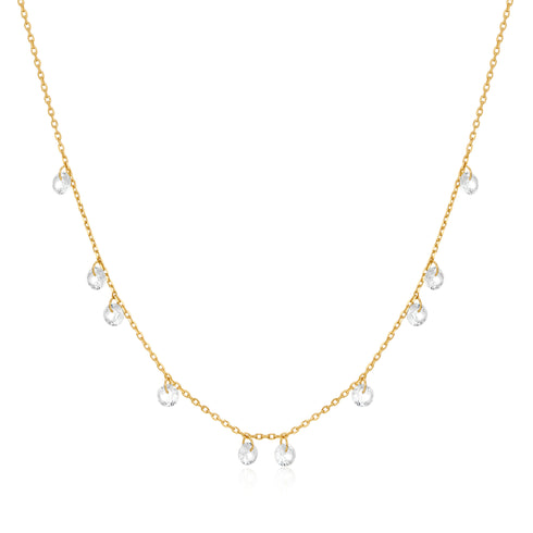 Gold Droplet Station Necklace