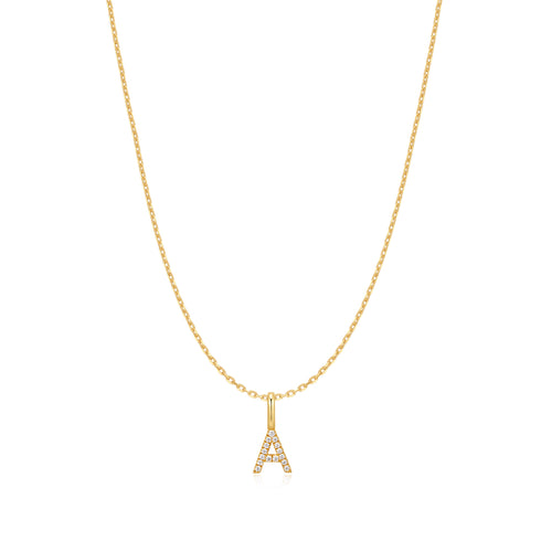 Gold Letter A Initial Necklace