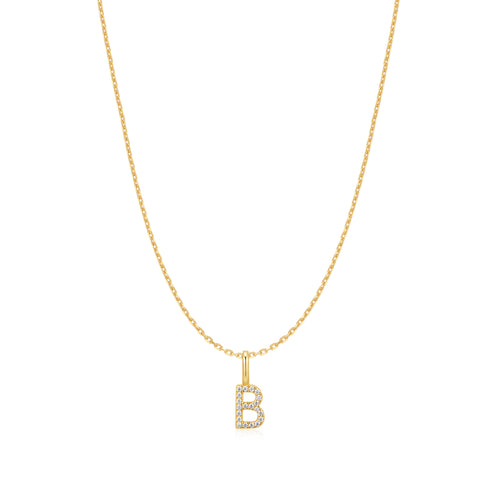 Gold Letter B Initial Necklace