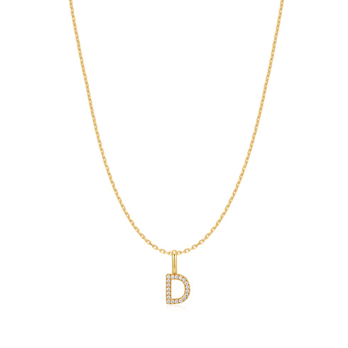 Gold Letter D Initial Necklace