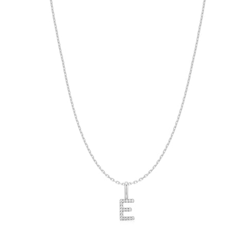 Silver Letter E Initial Necklace