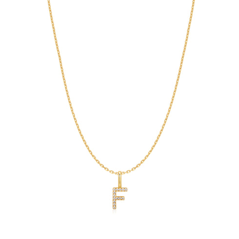 Gold Letter F Initial Necklace