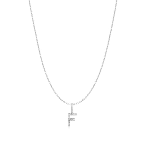 Silver Letter F Initial Necklace