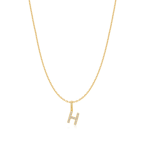 Gold Letter H Initial Necklace