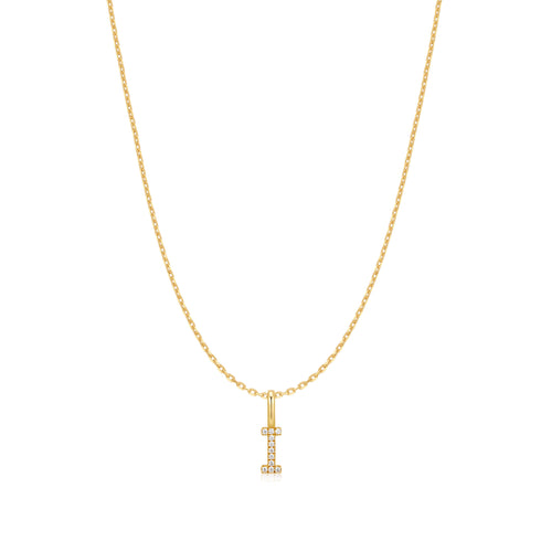 Gold Letter I Initial Necklace