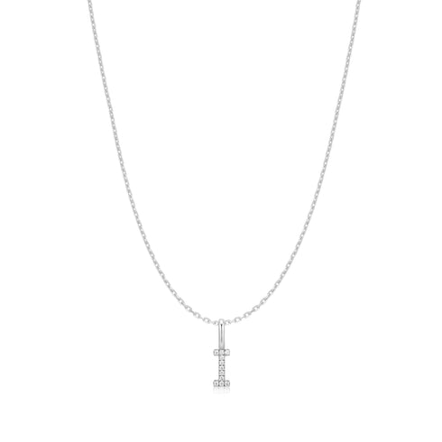 Silver Letter I Initial Necklace