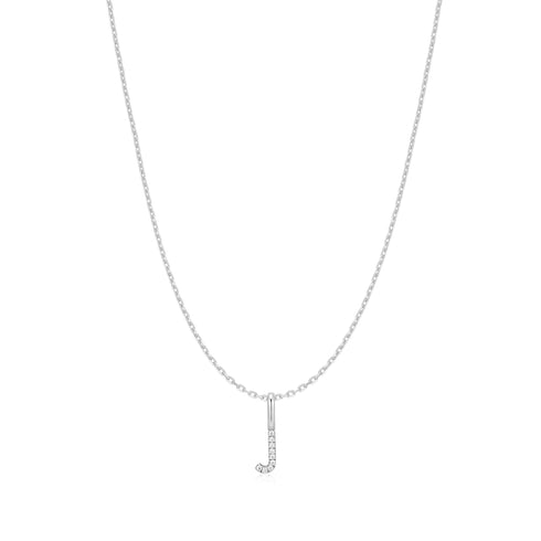 Silver Letter J Initial Necklace