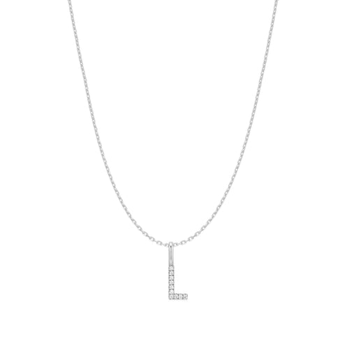 Silver Letter L Initial Necklace