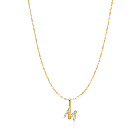 Gold Letter M Initial Necklace