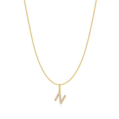 Gold Letter N Initial Necklace
