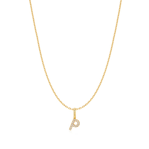 Gold Letter P Initial Necklace