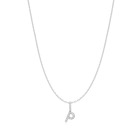 Silver Letter P Initial Necklace