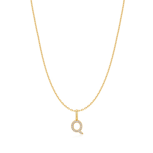 Gold Letter Q Initial Necklace