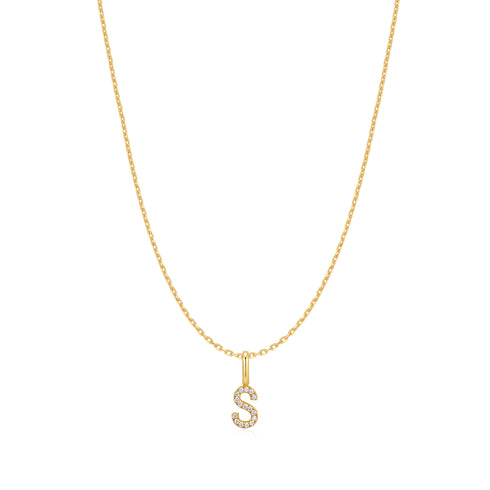 Gold Letter S Initial Necklace