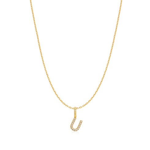 Gold Letter U Initial Necklace