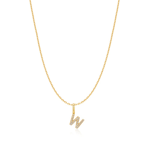 Gold Letter W Initial Necklace