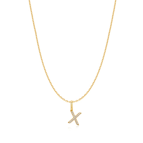 Gold Letter X Initial Necklace