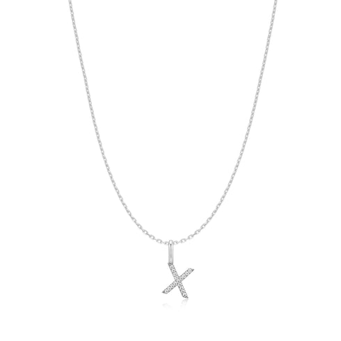 Silver Letter X Initial Necklace