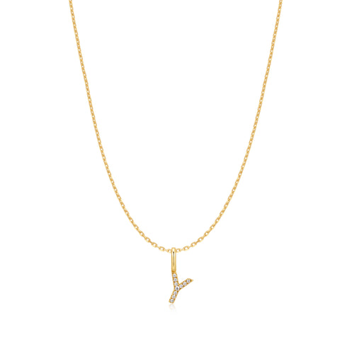 Gold Letter Y Initial Necklace