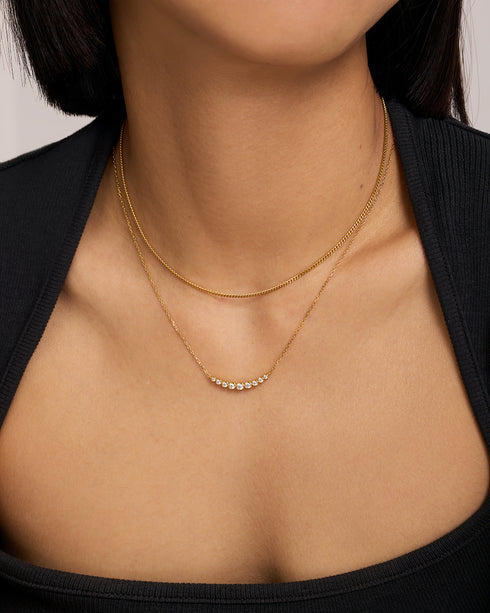 Gold Graduated Bezel-Set Necklace