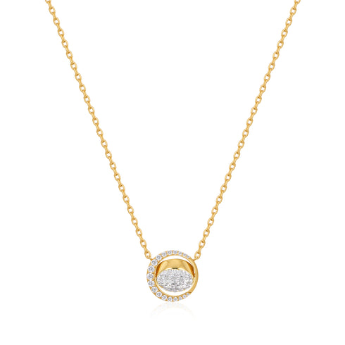 Gold Reversible Pavé Moon Evil-Eye Necklace