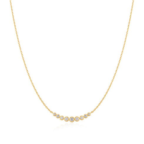 Gold Graduated Bezel-Set Necklace