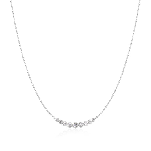 Silver Graduated Bezel-Set Necklace