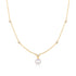 Gold Bezel-Set Station Necklace with Shell Pearl Pendant