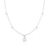Silver Bezel-Set Station Necklace with Shell Pearl Pendant
