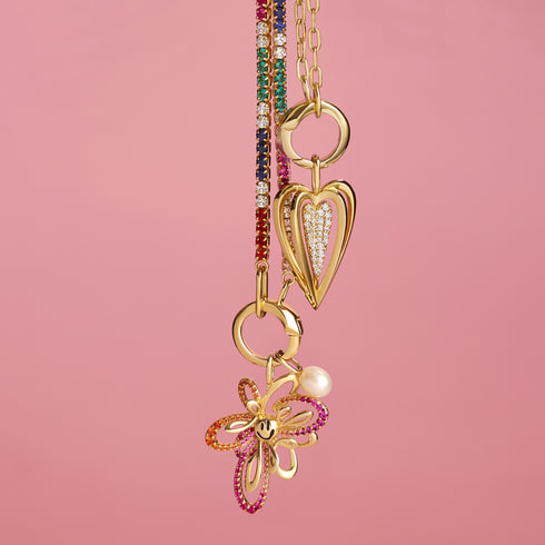 Gold Mini Link Charm Chain Connector Necklace