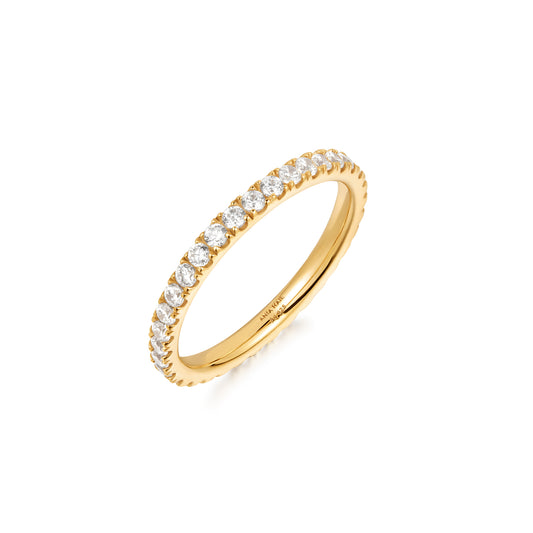 Gold pavé ring side view detail