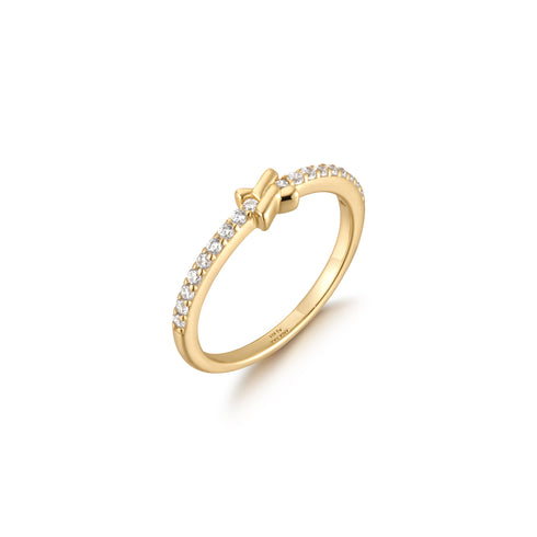 Gold Cross Cubic Zirconia Ring