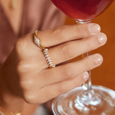 Gold Half Pavé Sparkle Ring